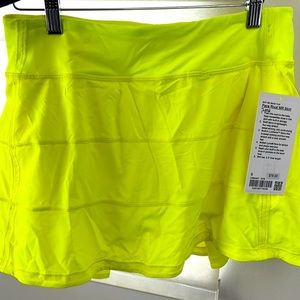 NWT Lululemon Pace Rival tennis skirt, size 6 long. Highlight yellow